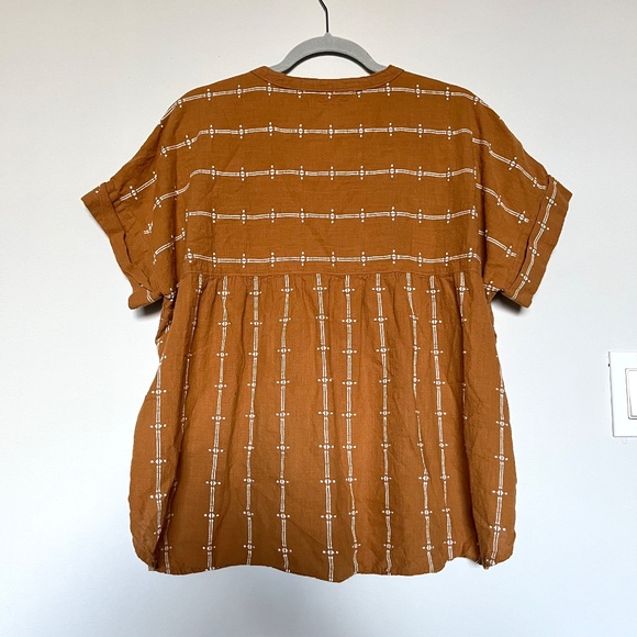 Madewell Lakeline Popover Shirttail Top in Jacquard Stripe Cotton Size Large - Picture 3 of 7